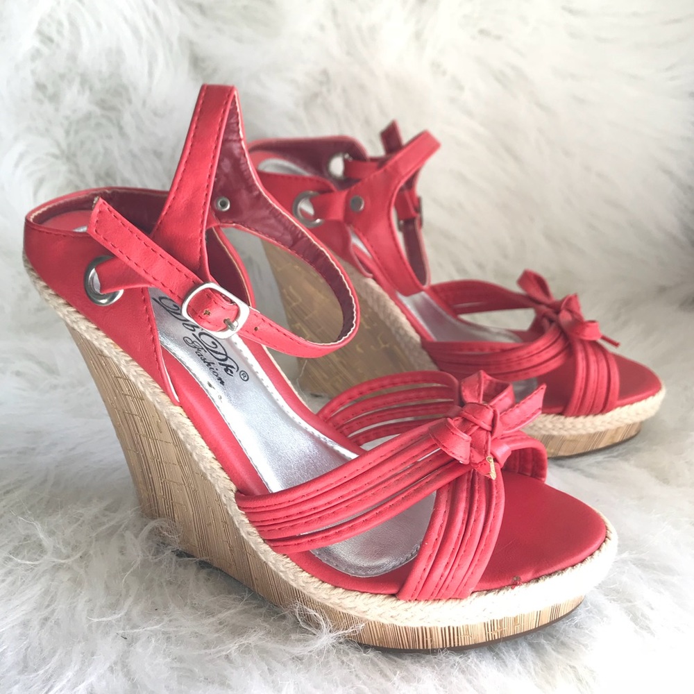 Red Wedge High Heels